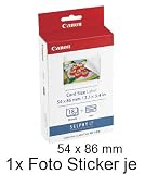 Canon FotoSticker für Canon Selphy CP 800, 18 Blatt Scheckkarte Sticker, Kreditkarten Größe, Aufkleber, 54x86 mm, CP800