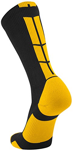 Baseline 3.0 Athletic Crew Socks (Black/Gold, Large)