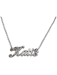 Name Necklaces Katie - Personalized Necklace White Gold Plated 18K, Belcher Chain, 2mm Thick