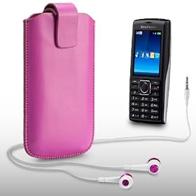 SONY ERICSSON CEDAR PINK PU LEATHER POCKET POUCH COVER CASE WITH HEADSET BY CELLAPOD CASES