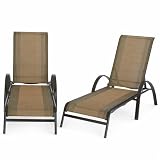 Patio Furniture - Stackable Chaise Loungers - Set 2 - Brown