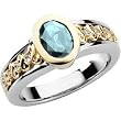 14K Two-Tone Gold Aquamarine and Diamond Ring