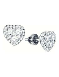 1.1 cttw 10k White Gold Diamond Heart Bridal Earrings (Real Diamonds: 1.1 cttw)