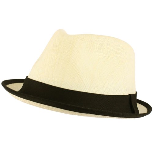 Upturn Brim Summer Vented Fedora Trilby Hat Ivory M/L