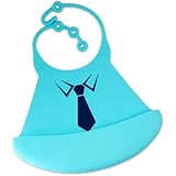 Cute Baby Bibs - Silicone with Crumb Catcher - Little Prince in Blue