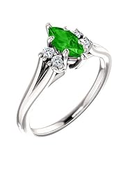 18K White Gold 8.00x4.00mm Marquise Cut Tsavorite and Diamond Ring -- LIFETIME WARRANTY