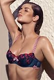 Aubade S214 Cherry Cherie Griotte Denim Blue and Red Half Cup Bra