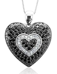 10k Gold Black and White Diamond Heart Pendant Necklace (GH, I1-I2, 0.50 carat)