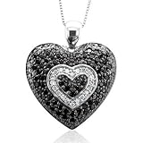 10k Gold Black and White Diamond Heart Pendant Necklace (GH, I1-I2, 0.50 carat)