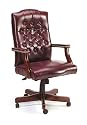 Boss Traditional Executive Oxblood Vinyl Chair With Mahogany Finish Oxblood