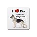 I Love My German Shepherd Rubber Square Coaster (4 pack)