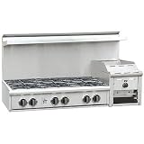BlueStar Rangetop Style Cooktop Natural Gas Cooktop With Raised Griddle, 48 Inch - Heritage Series