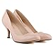 Zbeibei Women's Round-Toe Slender Leather Mid Heels Work Court Pumps