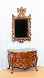 1 Walnut Gold Embossed Sideboard with Mirror Dollhouse