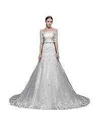 Tulle 2015 Lace-Up Off the Shoulder  Dress with a Brush/Sweep Train 