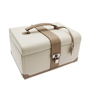 Beautiful Real Leather Cream & Mink Large Jewellery Box by Dulwich Designs of London 