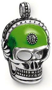 Best New fashion skull pendant green enamelled and with black zirconia silver penndant necklace men jewelry