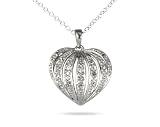 Diamond Heart Pendant in Platinum Plated Sterling Silver