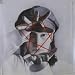 Original Oil Painting - Red Star Cat's Cradle Contemporary Asian Art Black and White