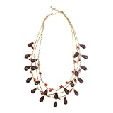 Glass Beads, Sequins, Brass Burgundy Necklace Dew It Right Necklace [Burgundy]