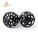 Bine Fashion Jewelry Hollow Out Charming Double-faced Ball Beads Plug Stud Earrings (black)