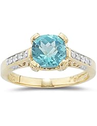 0.08 Cts Diamond & 1.50 Cts Apatite Ring in 14K Yellow Gold