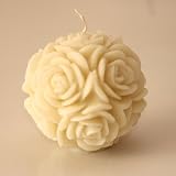 Volcanica White Floral Round Candle 4"x 3.75" ~ JEM