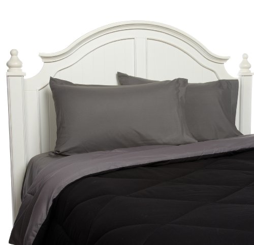 Cathay Home Fashions 5-Piece Silky Soft Queen Reversible Comforter Set, Black/Grey