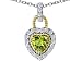 1.25 cts 925 Two Tone Sterling Silver and Heart Shaped Genuine Peridot Pendant