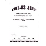 1991 1992 1993 JEEP Parts Book List Guide Catalog by Jeep