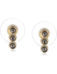 Kensie "Laughing All The Way" Gold-Plated Linear with Hematite Stones Stud Earrings