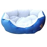 TOOGOO Blue Warm Indoor Soft Fleece Puppy Pets Dog Cat Bed House Basket With Mat waterproof