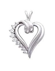 14K White Gold Diamond Heart Pendant - 0.43 Ct. -- LIFETIME WARRANTY
