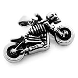 Mens Silver Stainless Steel Skull Motorcycle Gothic Pendant Necklace