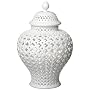Two's Company Carthage Pierced Porcelain Lantern with Lid, White