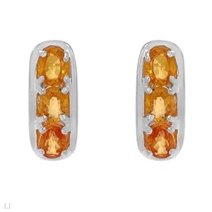 High Quality Three-stone Earrings With 1.50ctw Genuine Sapphires Made of 925 Sterling silver Length 12mm
