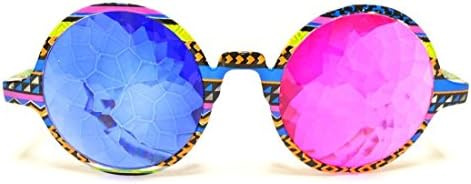 GloFX Tribal 3D Kaleidoscope Glasses- Sapphire &amp; Magenta Emerald Lenses