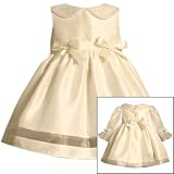 Bonnie Jean Baby/Infant 3M-9M 3-Piece IVORY BELL SLEEVE ORGANZA SHANTUNG Special Occasion Flower Girl Easter Party Dress/Coat Outfit Set