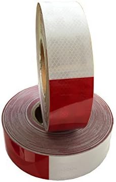 LizardTape 2" x 150' Indoor Reflective Safety Warning Caution Tape, Diamond Pattern Roll Conspicuity Solid 6" Red / 6" White Reflective Safety Tape, Indoor Marking & Warning Tape, Indoor Safety Sign & Signal Tape