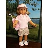 PINK GOLF 10 PC SET w/Bag, Tee, Ball, 2 PAIR OF SHOES, Socks, Clubs, Skirt, Shirt, Visor - Fits American Girl 18