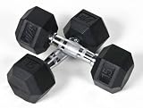 Best J Fit Rubber Coated Hex Dumbbell Pair 15 Pounds Each