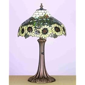 Meyda Tiffany 51862 Wild Sunflower - One Light Table Lamp, Mahogany Bronze Finish