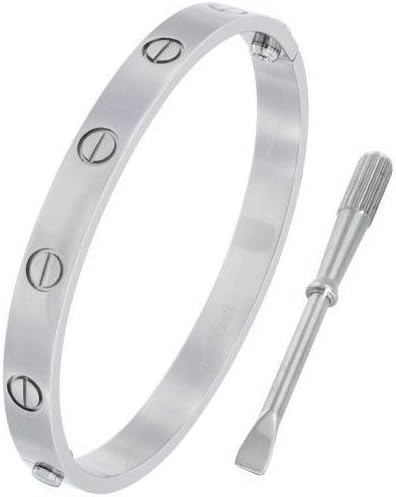 MARAT Brands® Designer Inspired Oval Love Bangle Bracelet Silver/White Gold with Screw- USA Seller