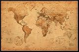アンティーク スタイル 世界地図　WORLD MAP antique style ポスター フレームセット【送料無料】 [おもちゃ＆ホビー]-