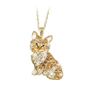 Purrfect Kitten Crystal Pendant Necklace by The Bradford Exchange