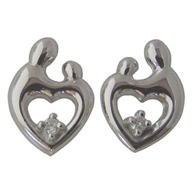 Mother and Child SS Post Earrings with .03ct Diamonds by Janel Russel by Watches Diamond