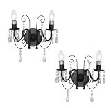 from RING Pair of Traditional Ornate Vintage Style Black Jewel Twin Arm Wall Lights