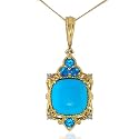 MICHAEL VALITUTTI 14K Gold Sleeping Beauty Turquoise, Paraiba Apatite & Diamond Pendant / 18" Chain