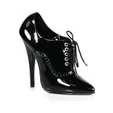 6 Inch Sexy High Heel Oxford Shoe Lace Up Black Patent