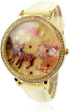 ZLYC Merry Christmas Reindeer and Santa Claus Leather Watch